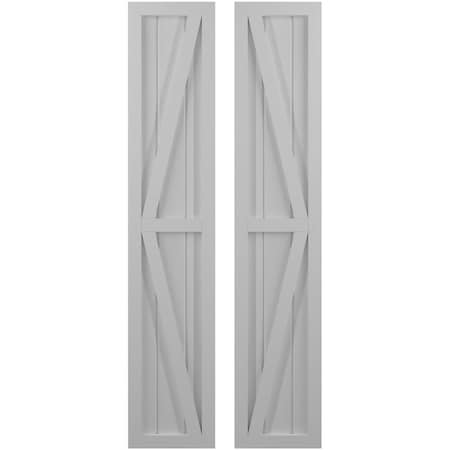 Americraft 3-Board Wood 2 Equal Panel Frmd Board-n-Batten Shutters W/ Dubl Z-Bar, ARW102BF311X75PRH